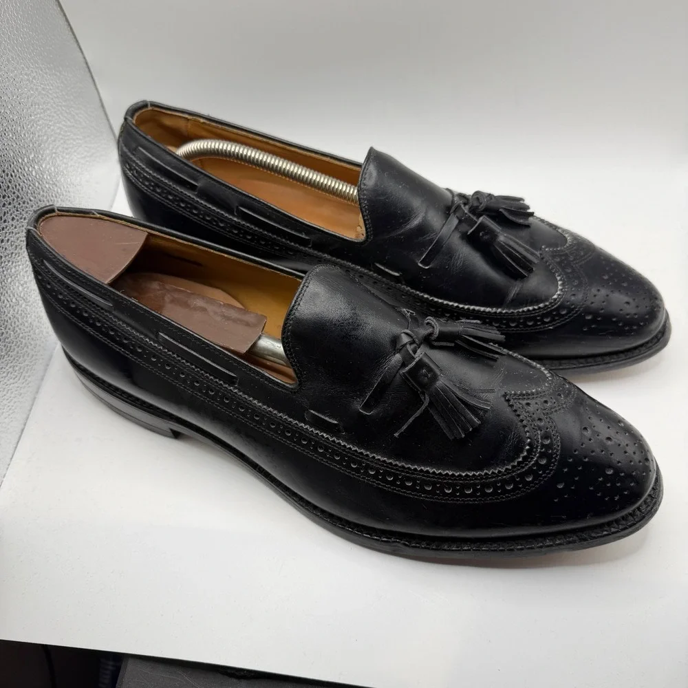 Allen Edmonds Manchester Black Leather Wingtip Tassel Loafers Sz Mens 11.5 D